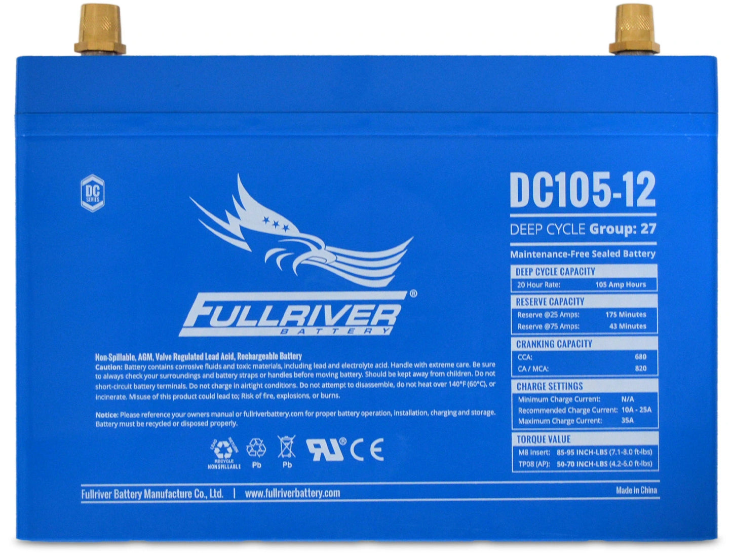 FULLRIVER DC SERIES 12V 105AH AGM BATTERY