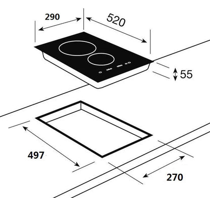 INDUCTION DUAL HOB BUILT-IN (3000W INVERTER REQUIRED)