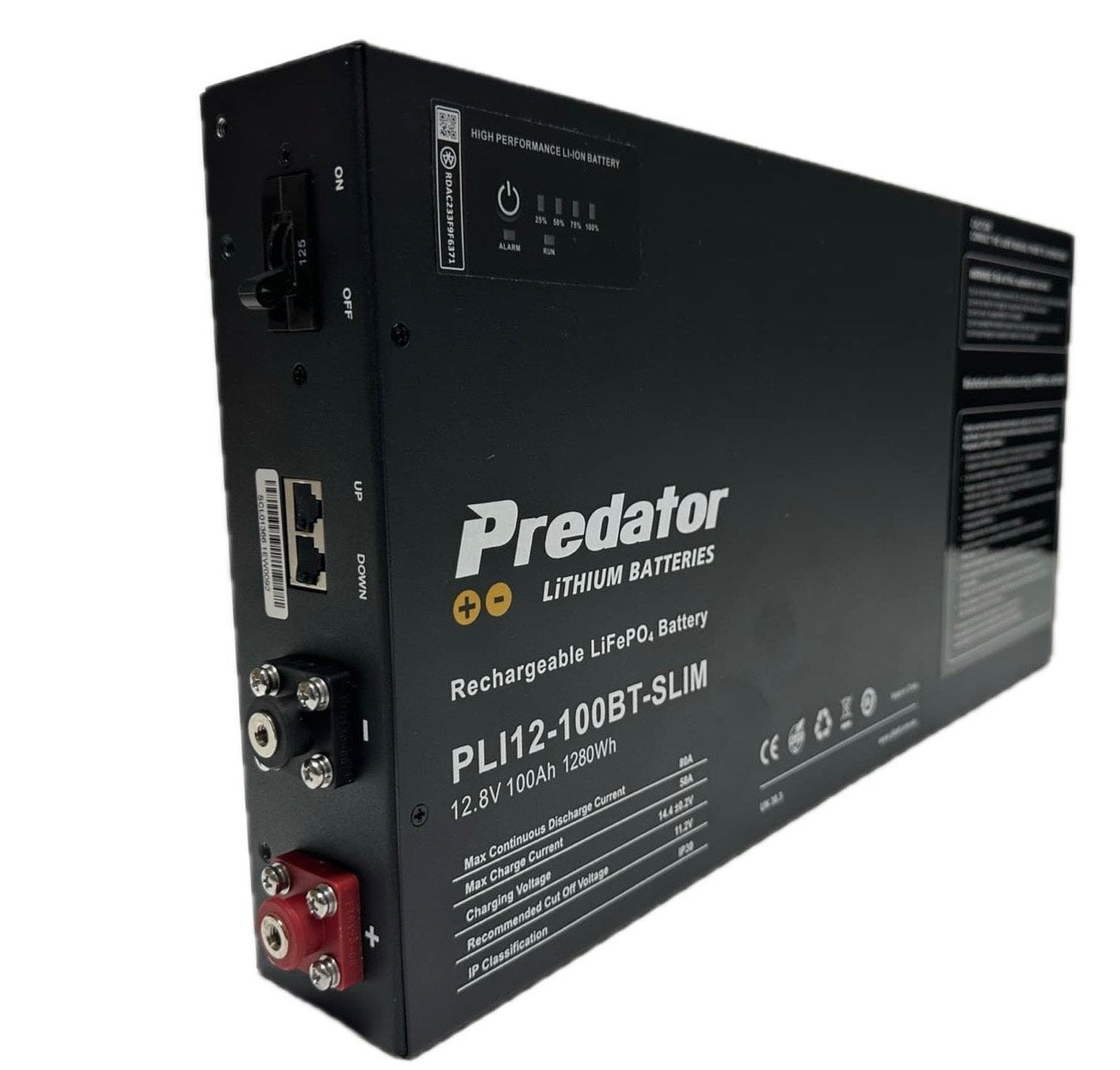 PREDATOR 100AH 80A BMS SLIMLINE LiFePO4 BATTERY