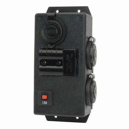 12V/24V CONTROL BOX - 2X MERIT 1X DUAL USB 1X 50A ANDERSON