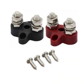 DUAL TERMINAL STUD M8-LINKED SET 1 RED/1 BLACK